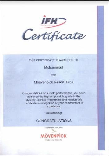 IFH - Gold Certificate 