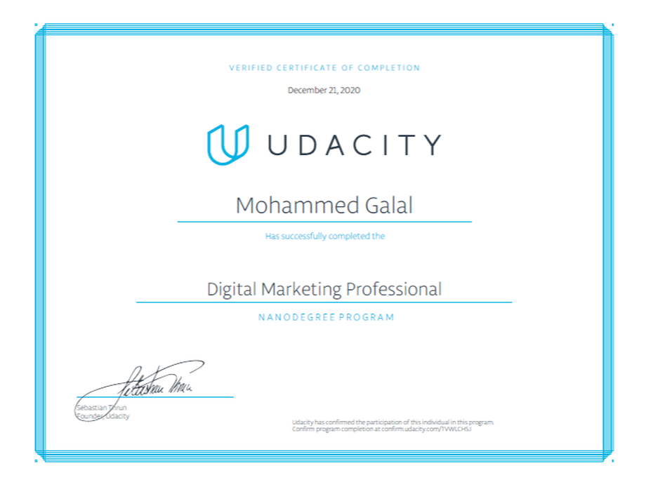 Udacity Digital Marketing Professional Nanodegree